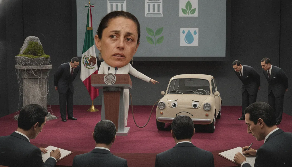 Caricatura: El coche eléctrico que se salva a sí mismo (y una piedra de hace 30 años)
