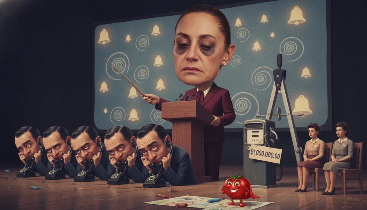 Caricatura: «Bien»: el diagnóstico nacional en una sílaba (y un juego de geometría que cuesta más que el diésel)