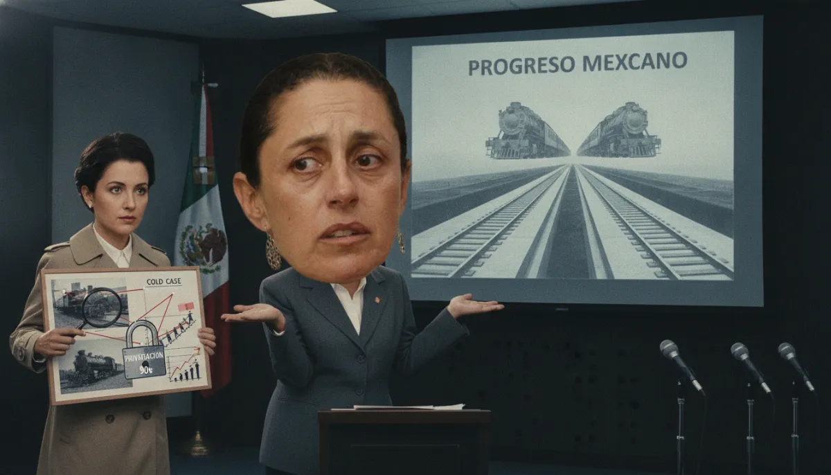 Caricatura: Mañanera deluxe: trenes que no descarrilan, murales que sí cuelgan y una quiniela presidencial