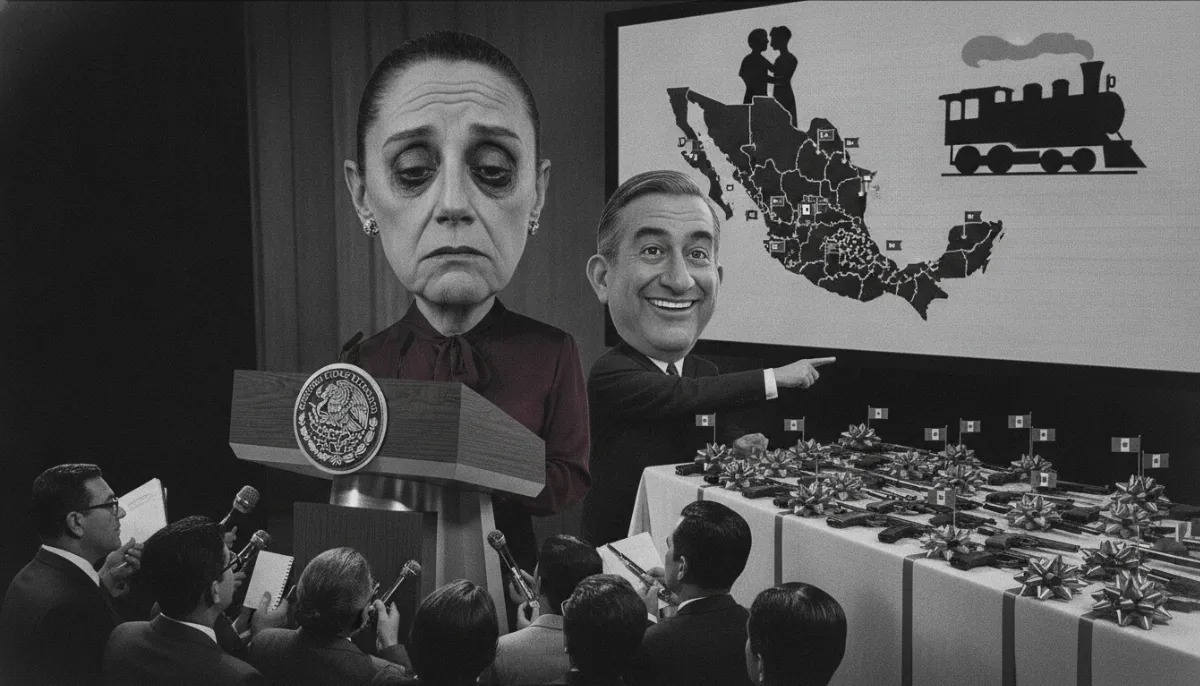 Caricatura: «Tan cerquita»: la mañanera de los trabajos que no se ven (ni las armas tampoco)