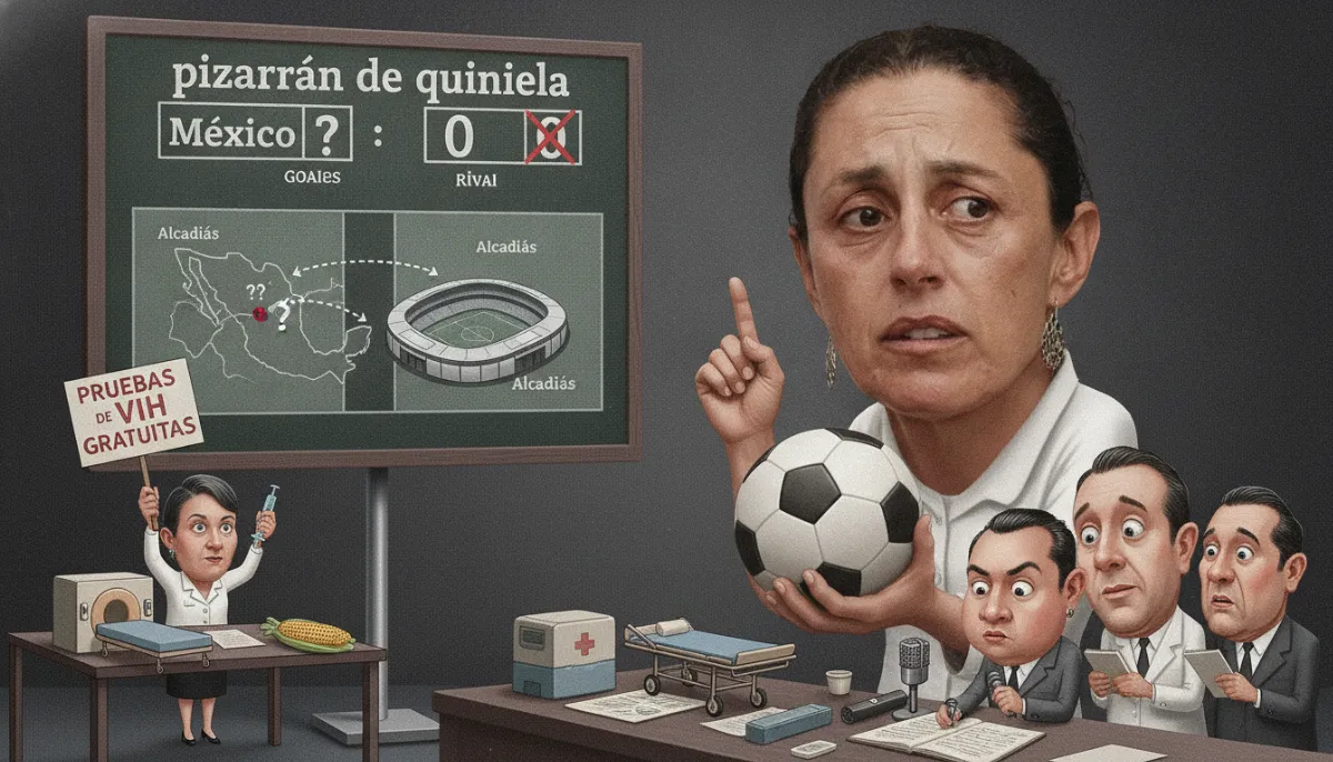 Caricatura: 95-95-95 de control viral, 100-0 de quiniela: la mañanera que ganó México antes de jugar