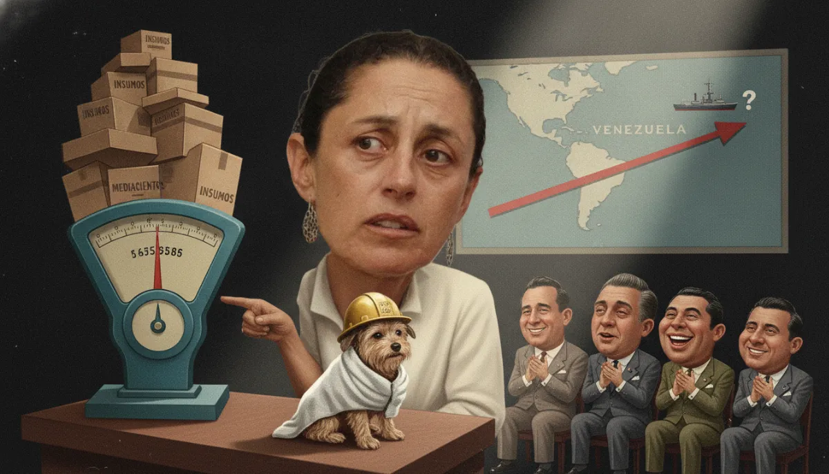Caricatura: 71.2 toneladas de ayuda y un can rescatado: la mañanera que cruzó el Atlántico sin escala