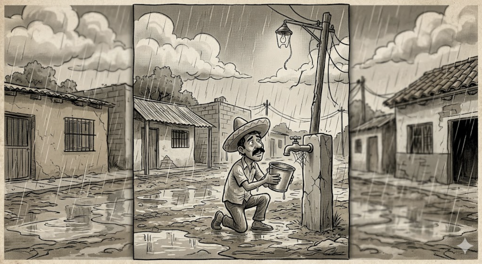 Jiménez se inunda de lluvia pero le racionan el agua: bienvenidos a la paradoja perfecta