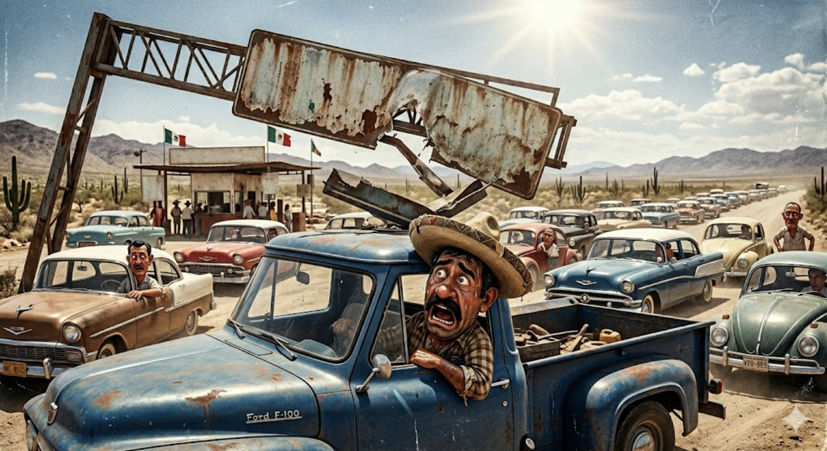 Chihuahua a 39 grados: hasta los espectaculares se rinden y se acuestan en las camionetas